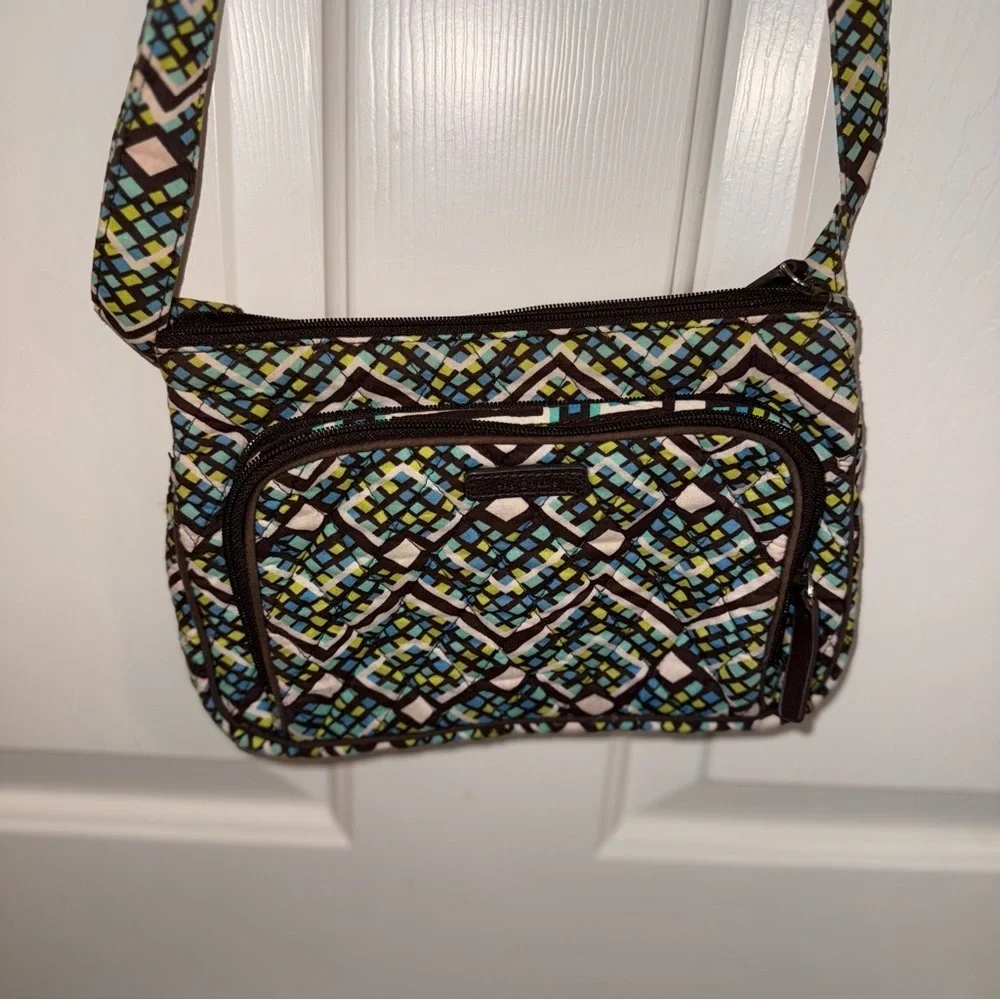 Vera Bradley Blue and Green Geometric Crossbody